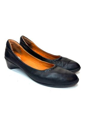 Softinos Black Leather Mini Wedges | 40